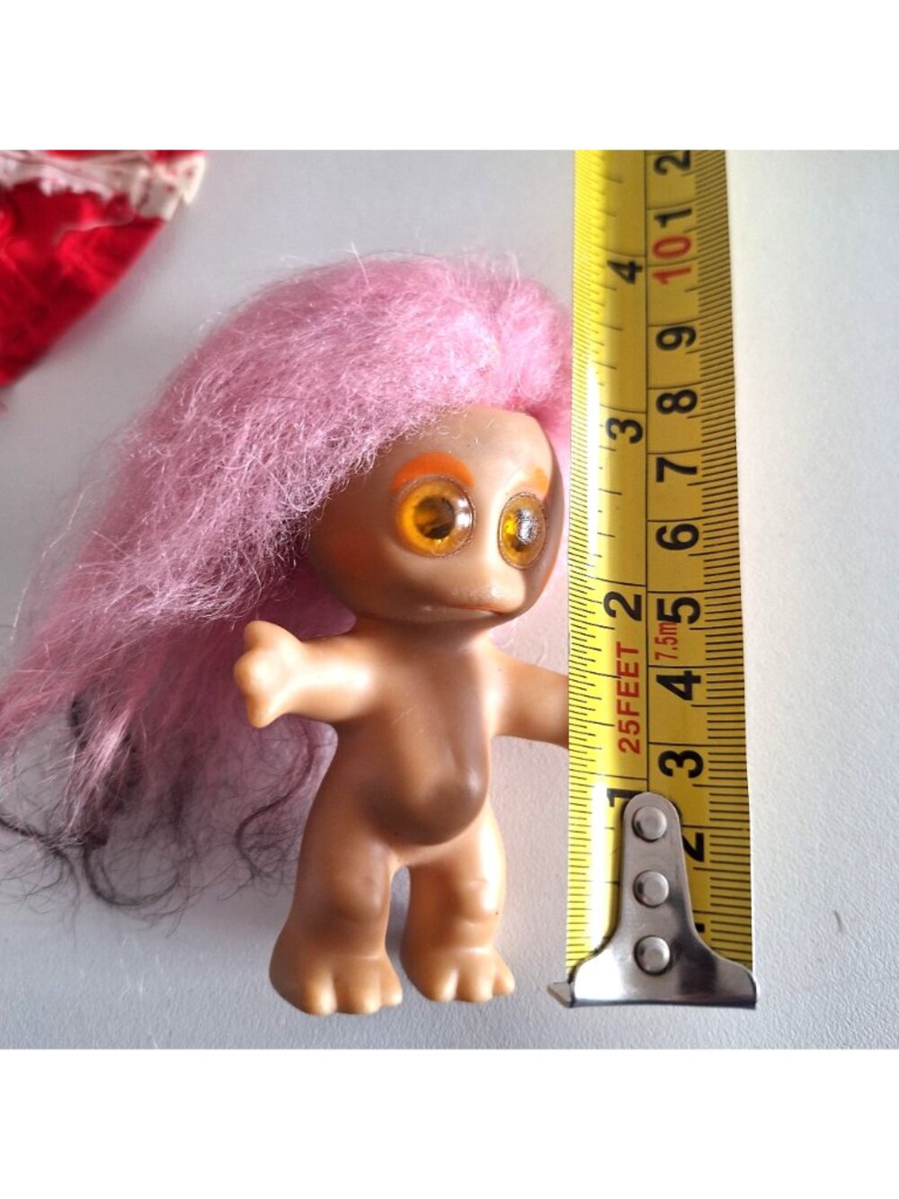 1964 Moon Goon Alien Troll Doll Pink Hair Red Polka Dot Dress L Khem Vintage - Picture 3 of 10